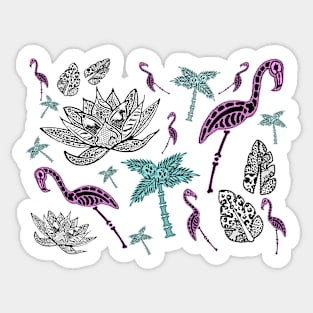 Day of the Dead Flamingos Sticker